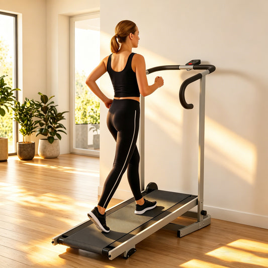 Tapis de marche pliant inclinable avec barre et écran LCD