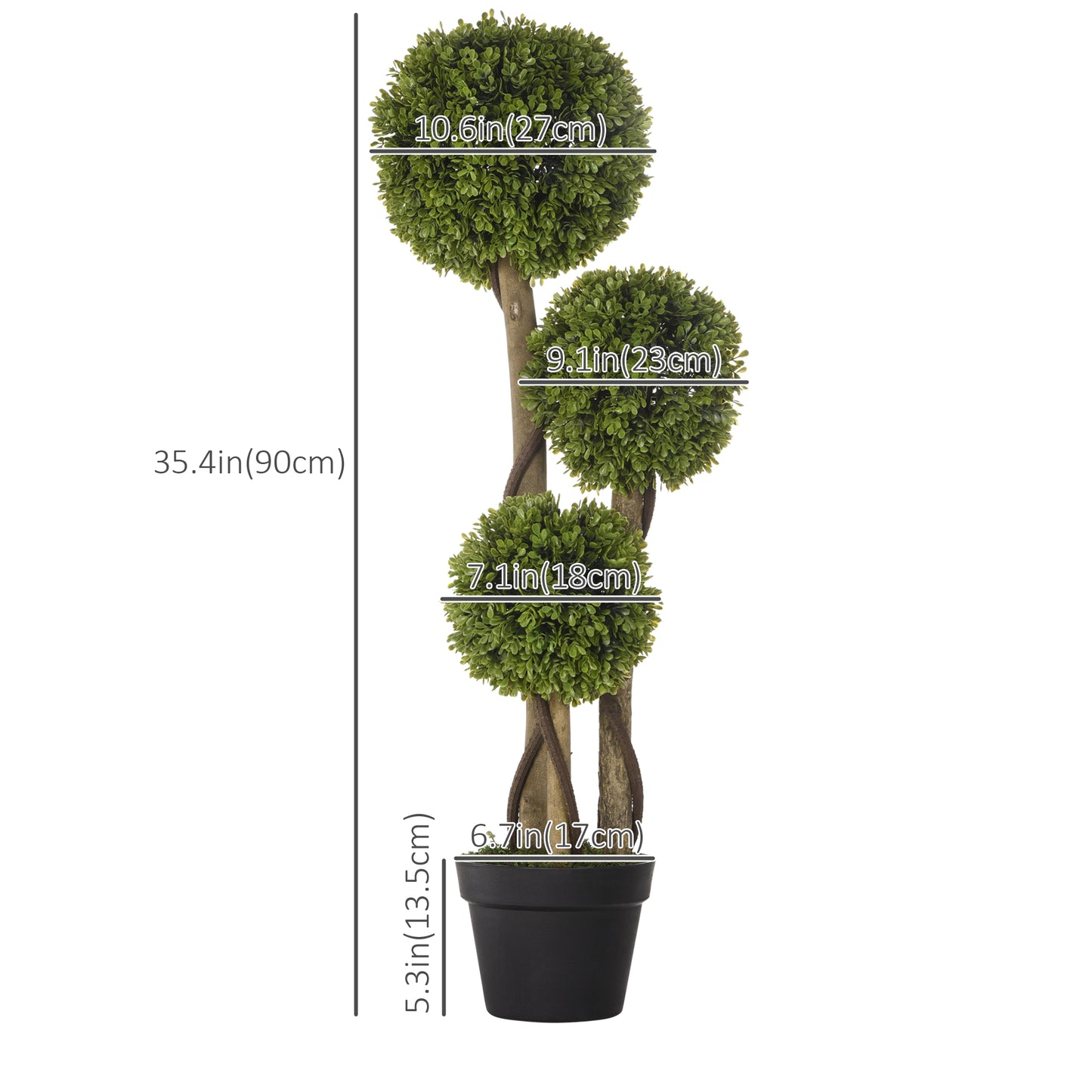 Arbres artificiels bambou en pot — lot de 2