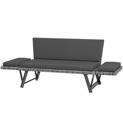 Causeuse convertible en osier pour patio — gris