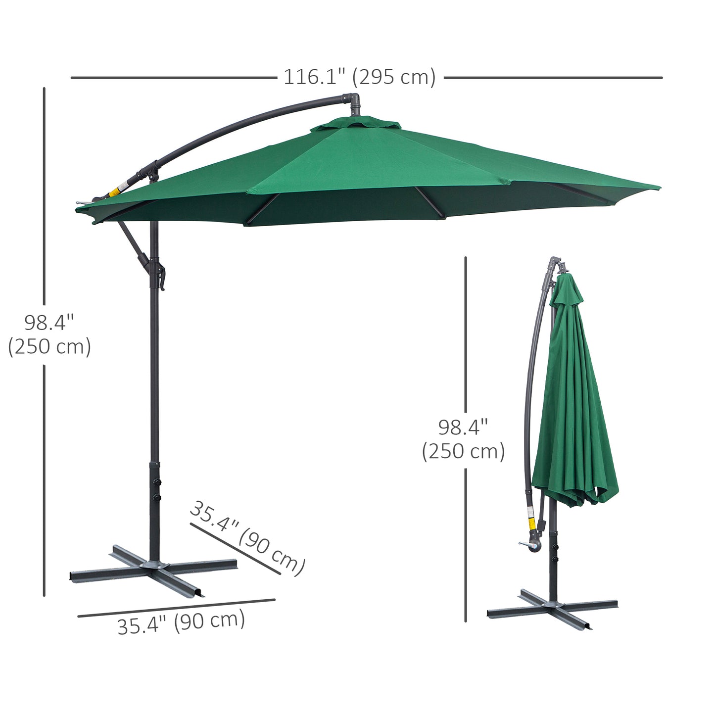 Parasol déporté patio 10 pieds cantilever avec base croisée