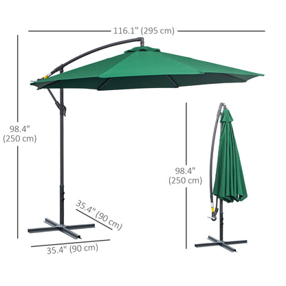 Parasol déporté patio 10 pieds cantilever avec base croisée
