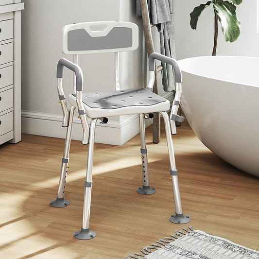 Chaise de douche réglable avec accoudoirs — grise