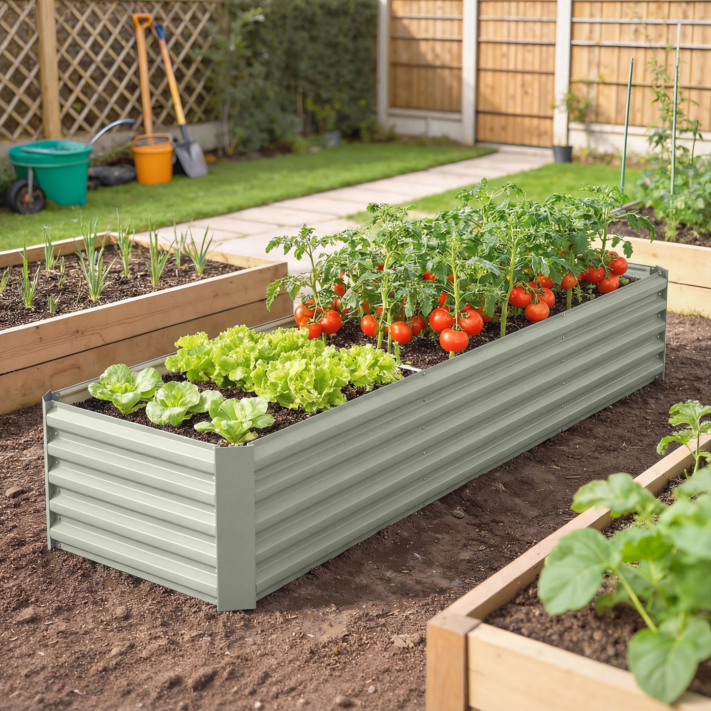 Bac de jardinage surélevé galvanisé 240 x 80 x 45 cm