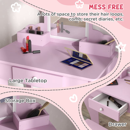 Coiffeuse enfant avec miroir et tabouret design nuage