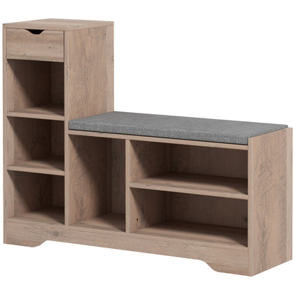 Banc de rangement à chaussures avec tiroir et 6 tablettes