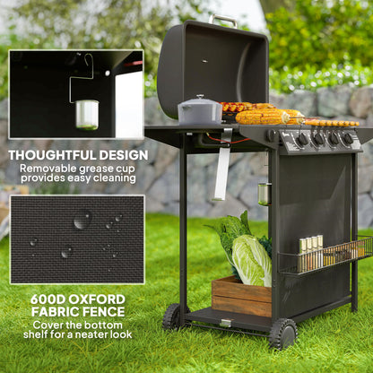 BBQ au propane 5 brûleurs avec brûleur latéral