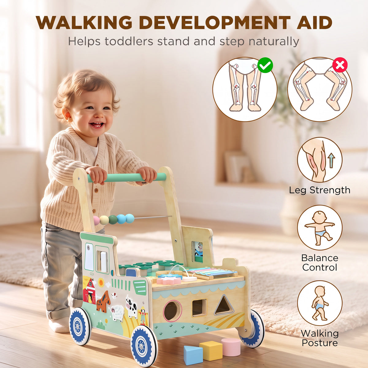 Marchette de bébé en bois style Montessori