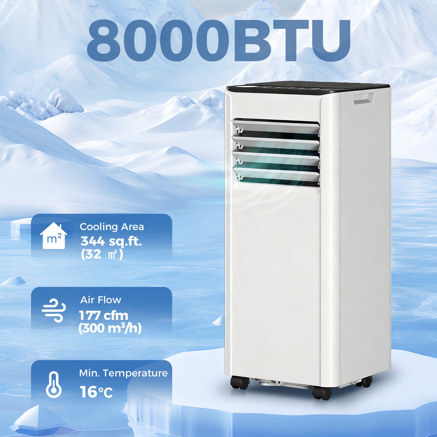Climatiseur portatif 8000 BTU WiFi 4-en-1
