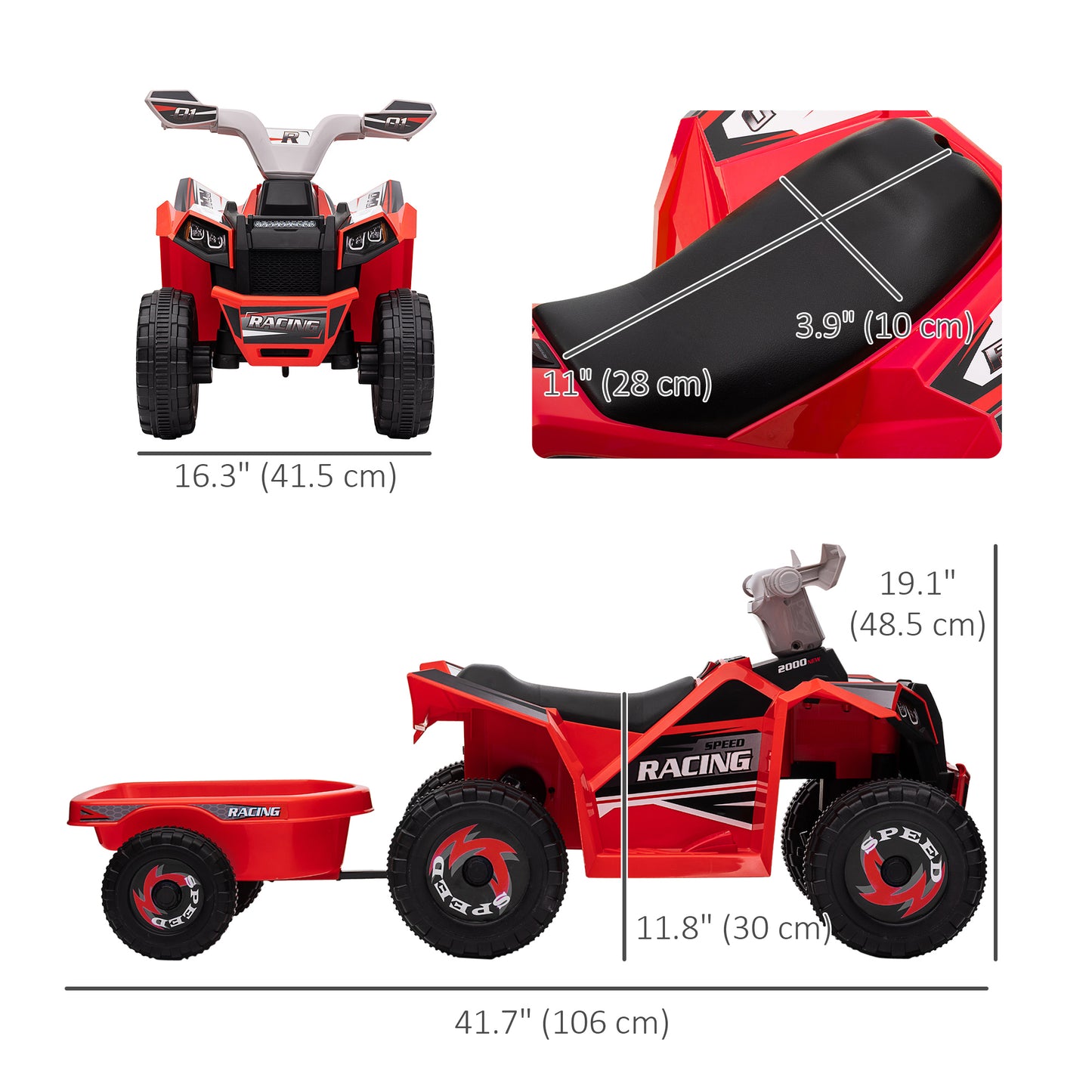 VTT électrique enfant 6V avec remorque