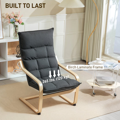 Fauteuil d'accent moderne avec accoudoirs en bois et mouvement berçant