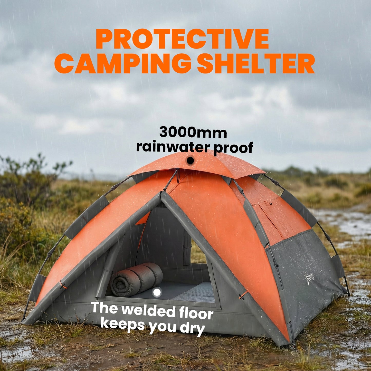 Tente de camping familiale surgissante 3-4 personnes