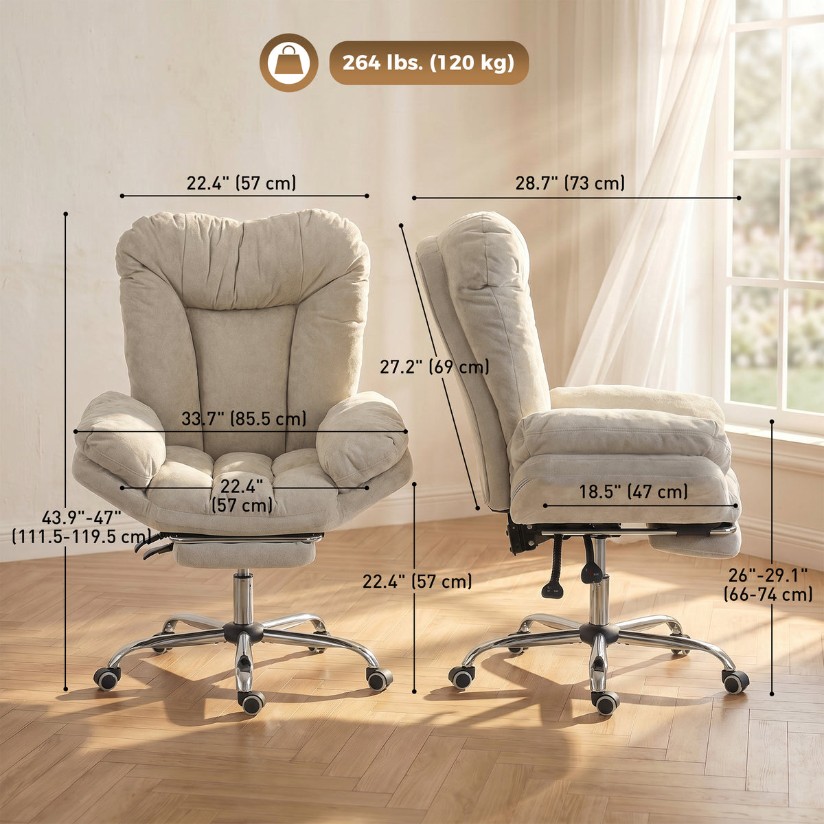 Chaise de bureau criss-cross grand confort avec repose-pieds