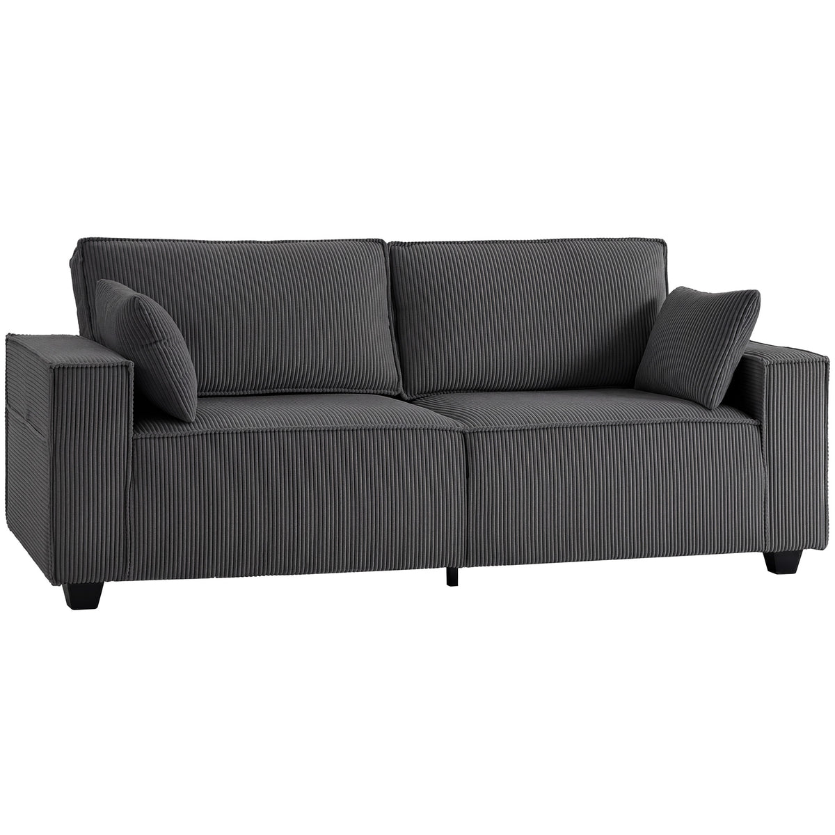 Sofa 3 places à ressorts ensachés en velours côtelé