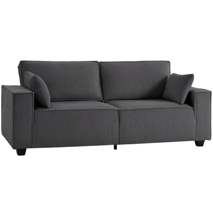 Sofa 3 places à ressorts ensachés en velours côtelé