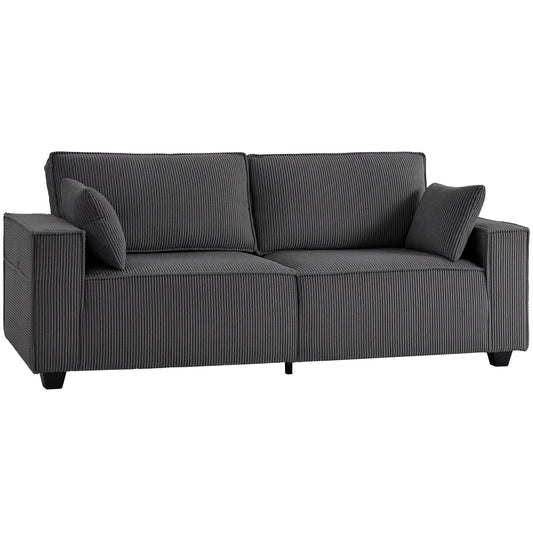 Sofa 3 places à ressorts ensachés en velours côtelé