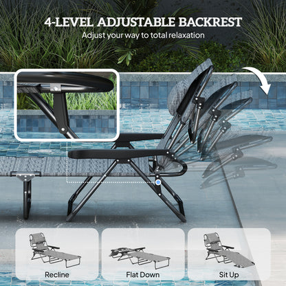 Chaise longue pliante avec dossier inclinable