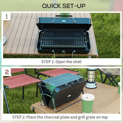 BBQ portable format valise métal charbon