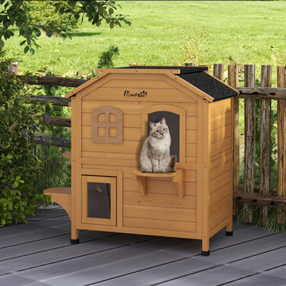 Maison pour chat extérieure 2 étages avec toit ouvrant