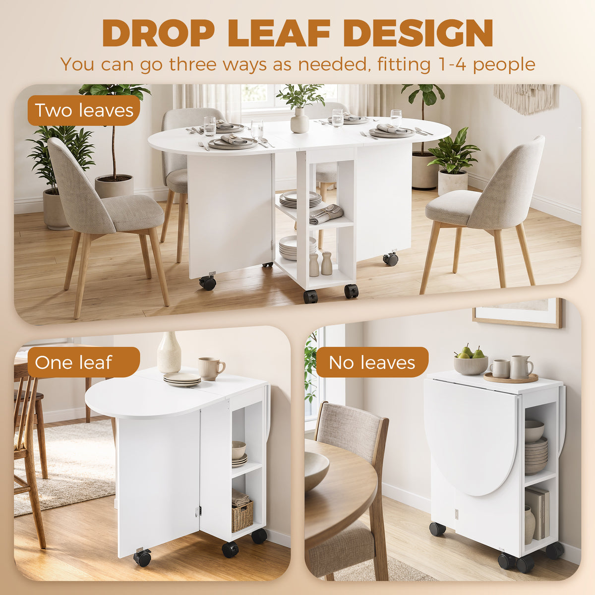Table à manger pliante avec rangement pour petits espaces 120 cm