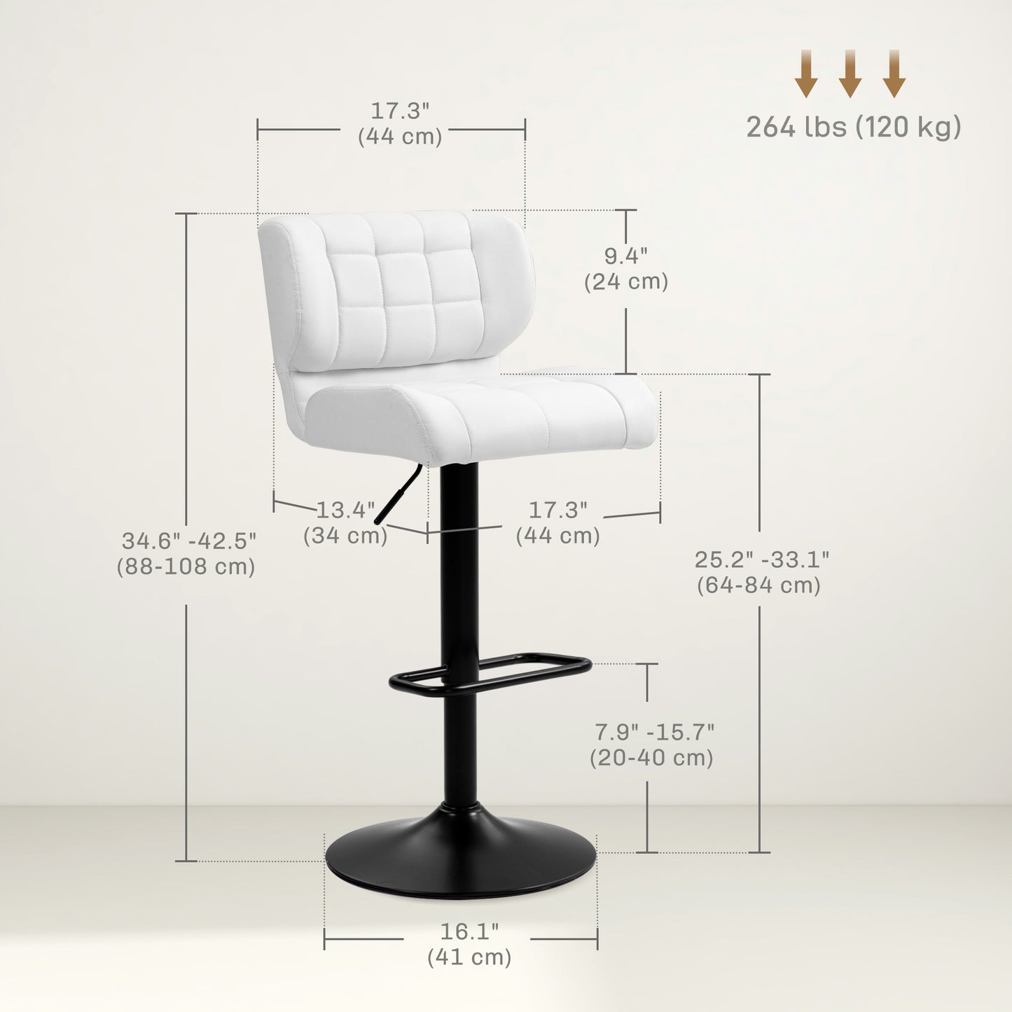 Tabourets de bar pivotants ajustables ensemble de 2