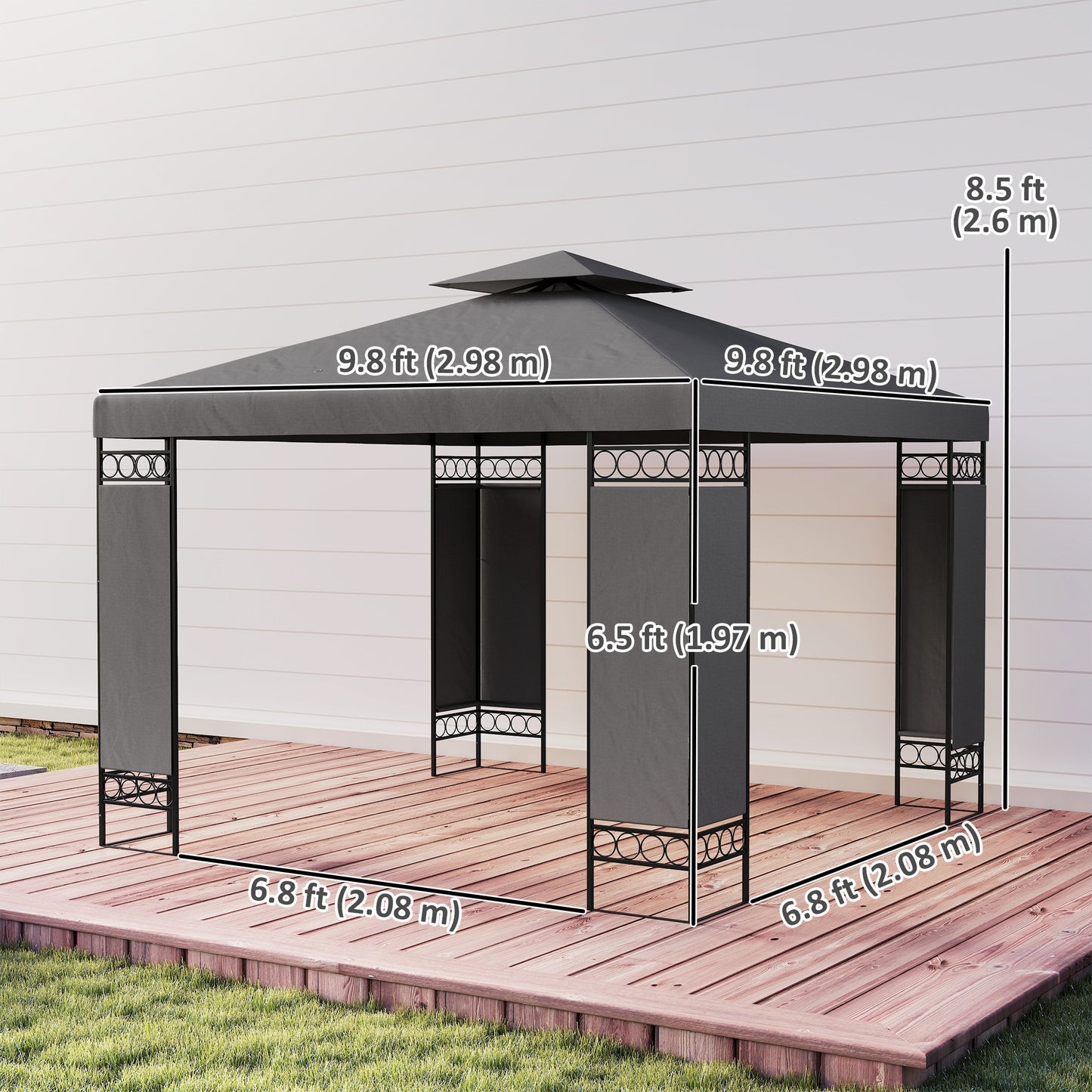 Gazebo double toit avec panneaux écran 3x3m
