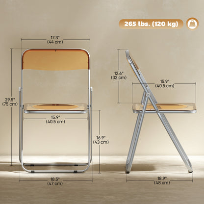 Chaises pliantes acrylique transparentes — Lot de 4