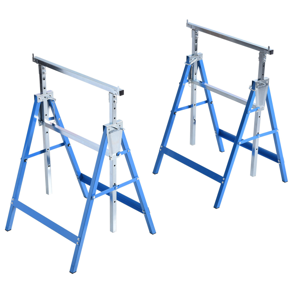 Ensemble 2 Tréteaux Ajustables Acier Pliant