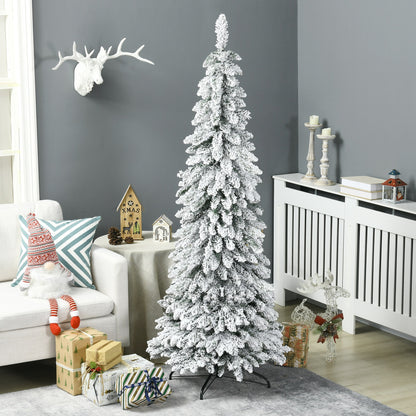 Arbre de Noel artificiel mince floque de neige 183 cm