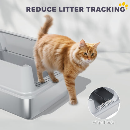 Bac à litière XL acier inoxydable pour chats — Gris