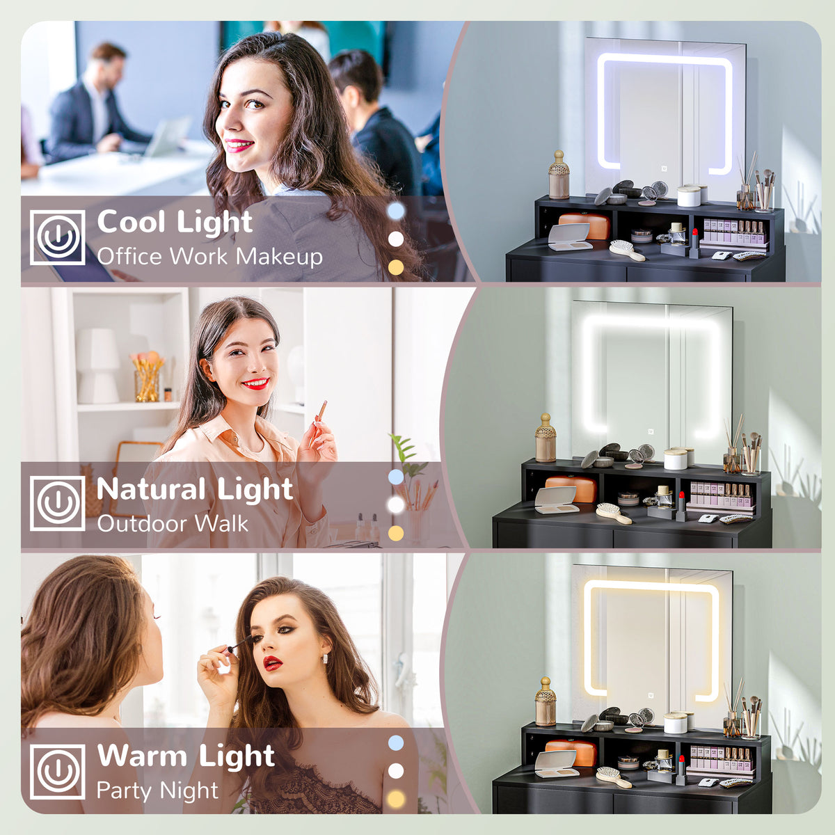 Coiffeuse avec miroir et rangement