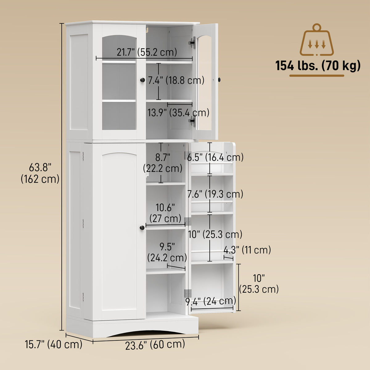 Armoire de cuisine garde-manger avec portes en acrylique
