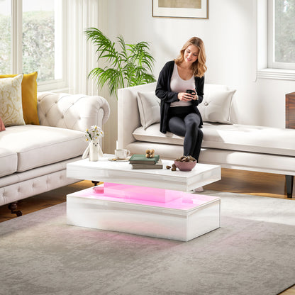 Table basse lumineuse à LED avec rangement