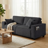 Sofa 3 places à ressorts ensachés en velours côtelé