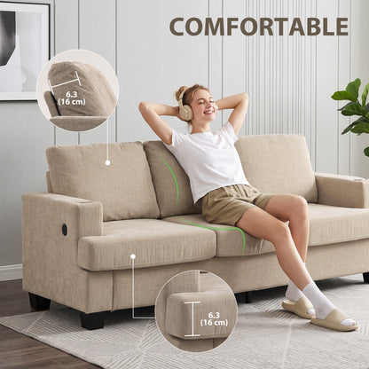 Canapé 3 places avec ports USB et porte-gobelets