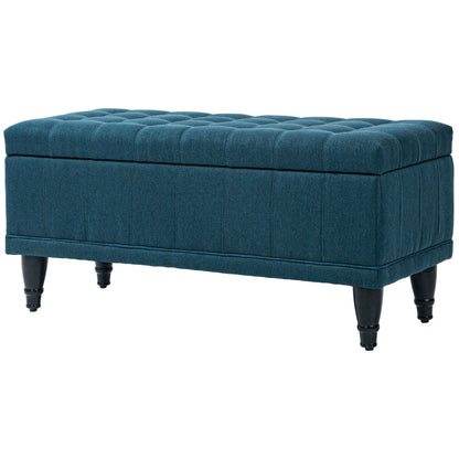 Banc de rangement capitonné en tissu