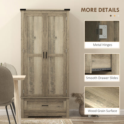 Armoire-garde-manger de cuisine style campagnard 175 cm