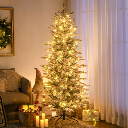 Sapin de Noël artificiel enneigé avec lumières intégrées 7,5 pi