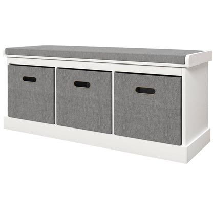 Banc de rangement pour chaussures avec coussin et tiroirs