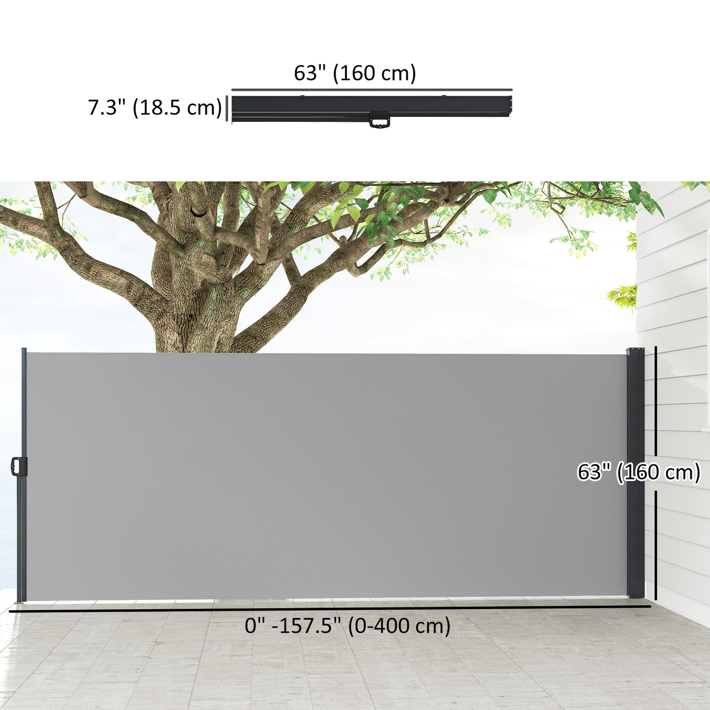 Auvent rétractable latéral 4m x 1,8m pour terrasse