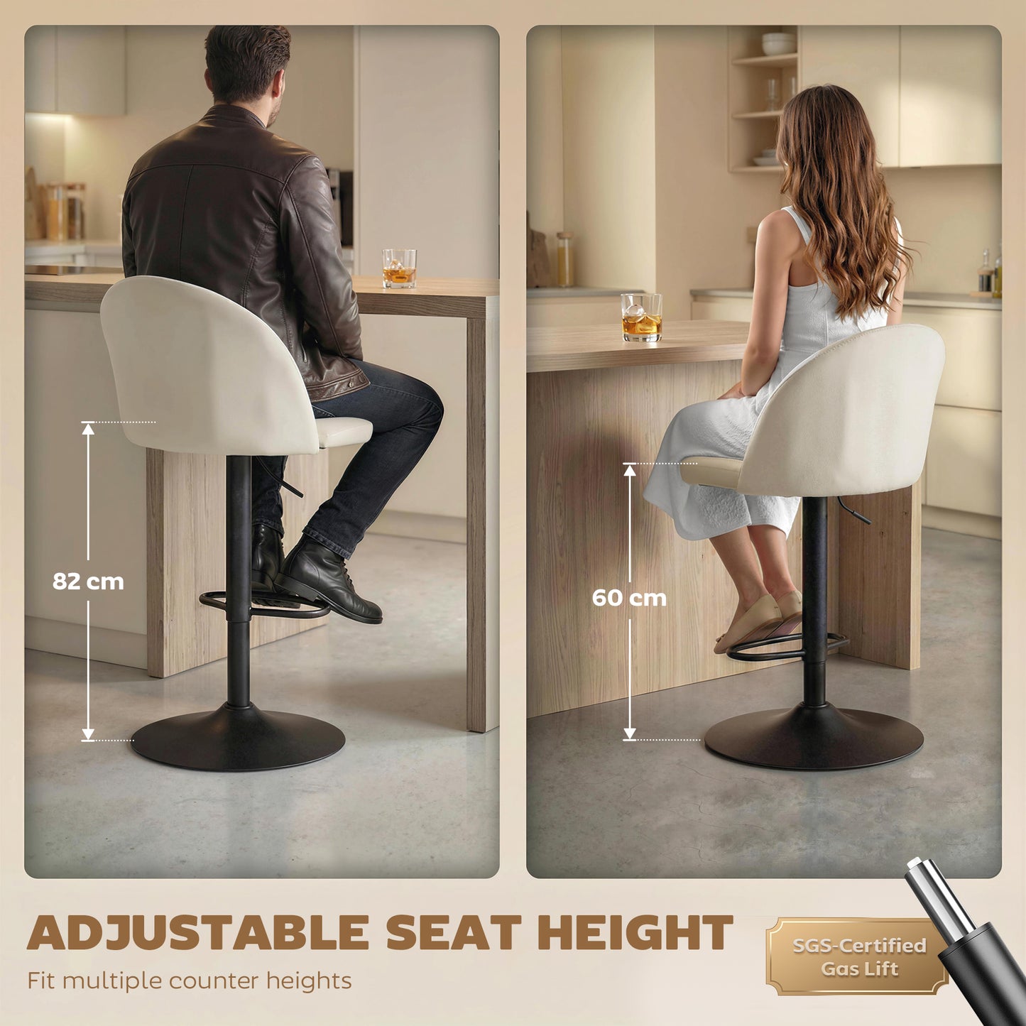 Tabourets de bar pivotants ajustables ensemble de 2