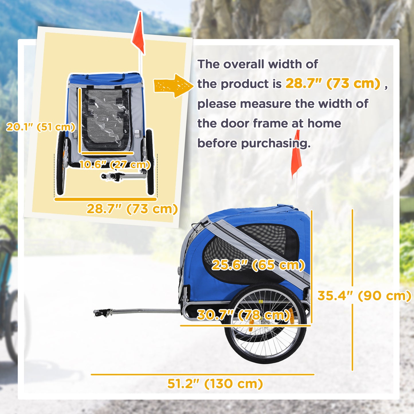 Remorque vélo pour chien avec 3 entrées