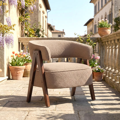 Fauteuil accent sherpa fleece pieds bois nordique