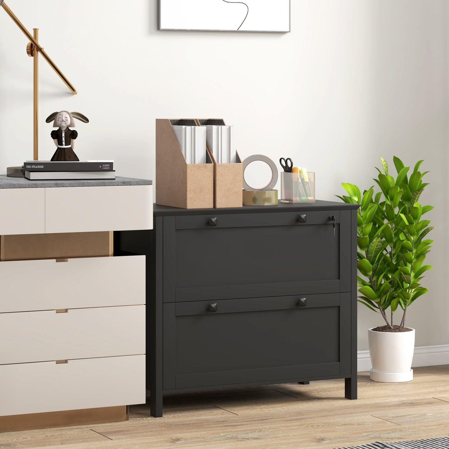 Classeur 2 tiroirs verrouillable avec barre ajustable