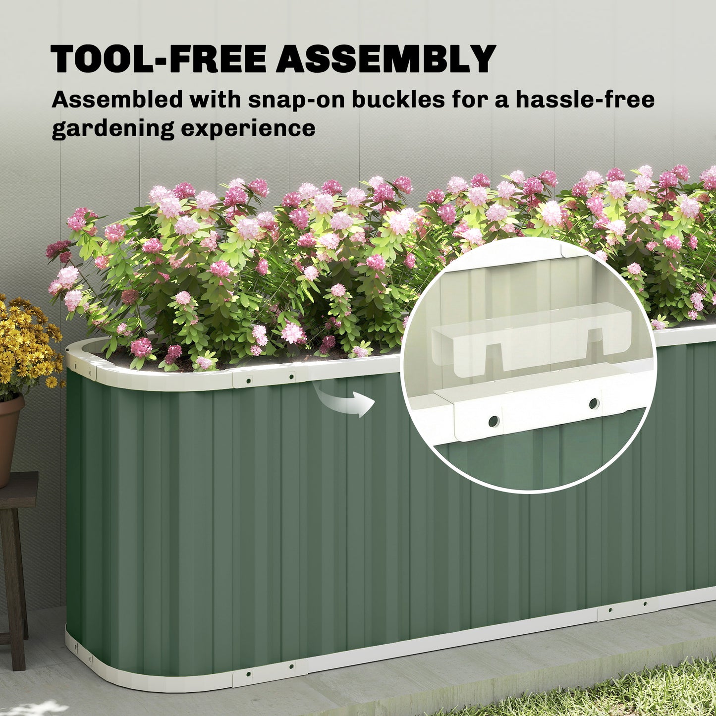 Outsunny 61cm Deep Raised Garden Bed - 220cm Galvanized Steel