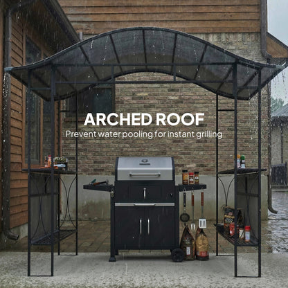 Gazebo BBQ avec 2 tablettes latérales 253 x 150 cm