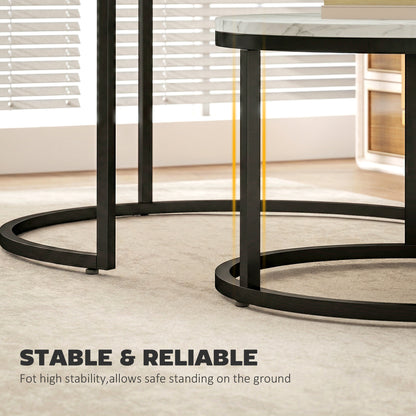 Tables gigognes rondes effet marbre — lot de 2