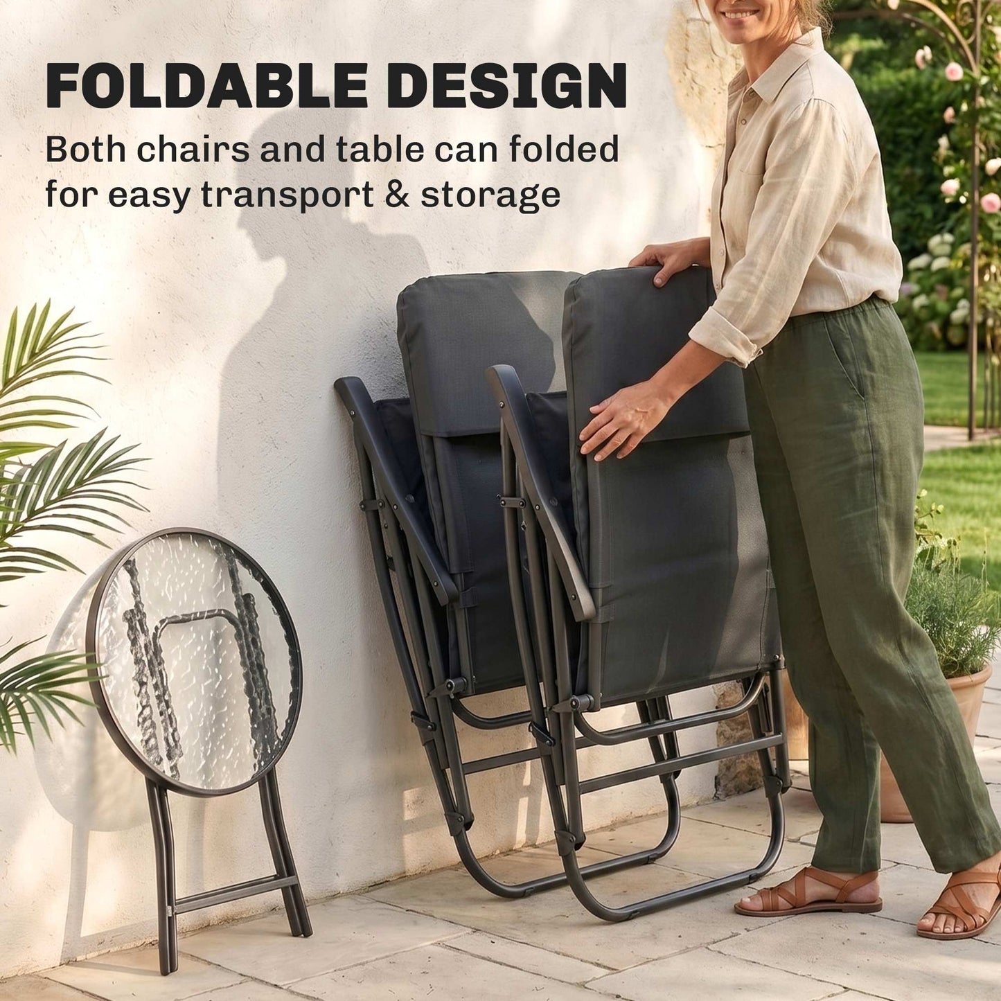 Ensemble chaise berçante pliable 3 pièces