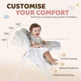 Chaise haute pliable avec double plateau et roulettes