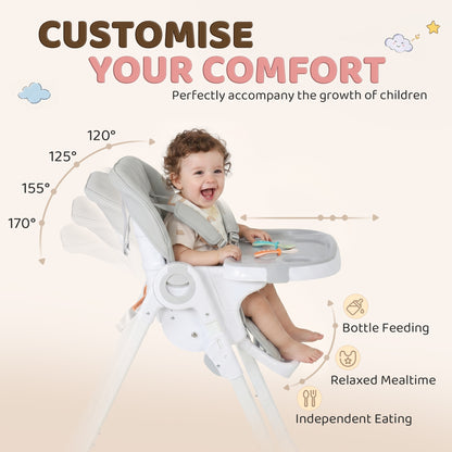 Chaise haute pliable avec double plateau et roulettes