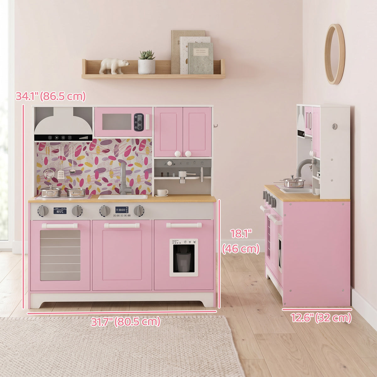 Cuisine jouet en bois pour enfants avec cafetière et accessoires